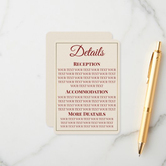 Minimalistische Hochzeitskarte Begleitkarte (Vorderseite/Rückseite Beispiel)