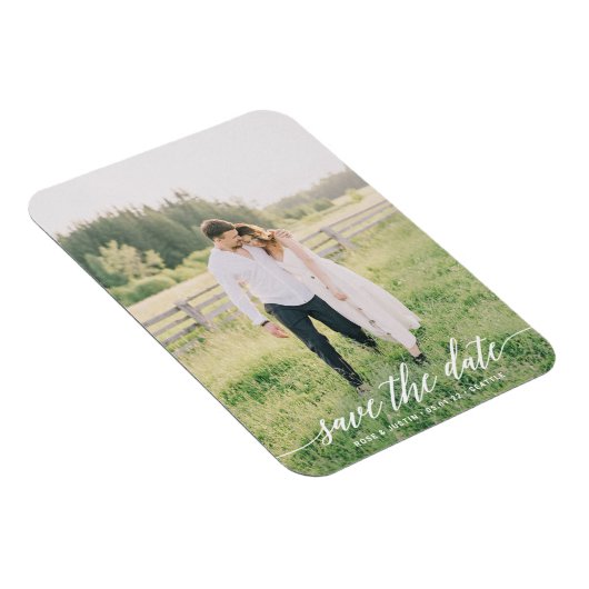 Minimalistische Hochzeitskarte Foto Save the Date Magnet (Rechte Seite)