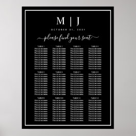 Minimalistische Hochzeitskarte in Schwarz/Weiß Poster