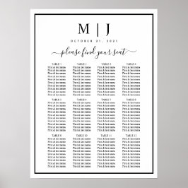 Minimalistische Hochzeitskarte in Schwarz/Weiß Poster