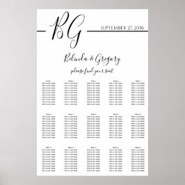 Minimalistische Hochzeitskarte in Schwarz/Weiß Poster