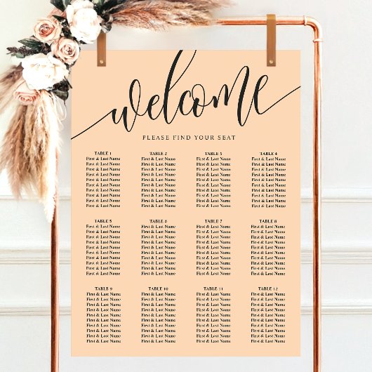 Minimalistische Hochzeitskarte mit weichem Pfirsic Poster