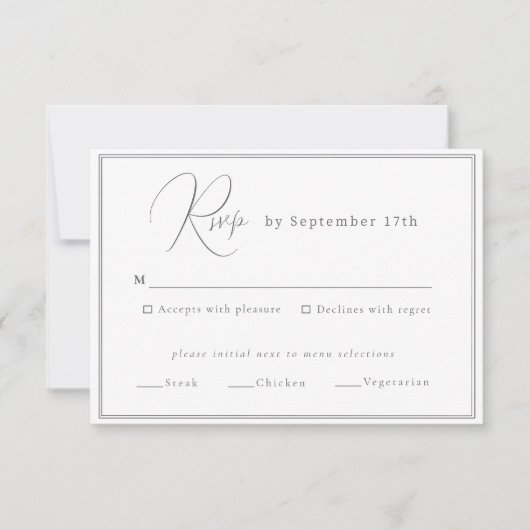 Minimalistische Hochzeitskarte RSVP Karte (Vorderseite)