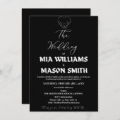 Minimalistische Hochzeitskarte Schwarz/Weiß Begleitkarte (Vorne/Hinten)