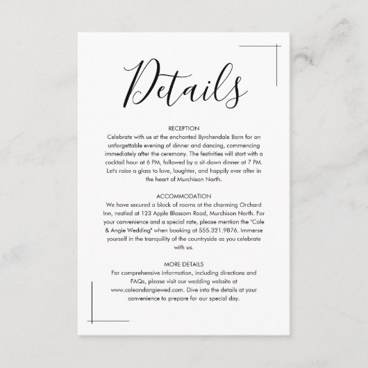 Minimalistische Hochzeitskarten Begleitkarte (Vorderseite)