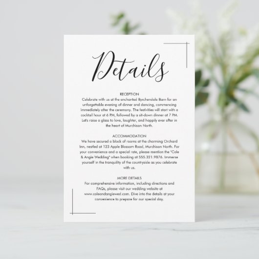 Minimalistische Hochzeitskarten Begleitkarte (Stehend Vorderseite)