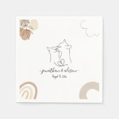 Minimalistische Hochzeitskätzchen Verlobung Serviette (Vorderseite)