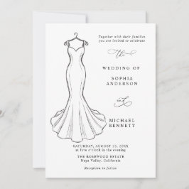 Minimalistische Hochzeitskleid-Einladung mit Linie Einladung