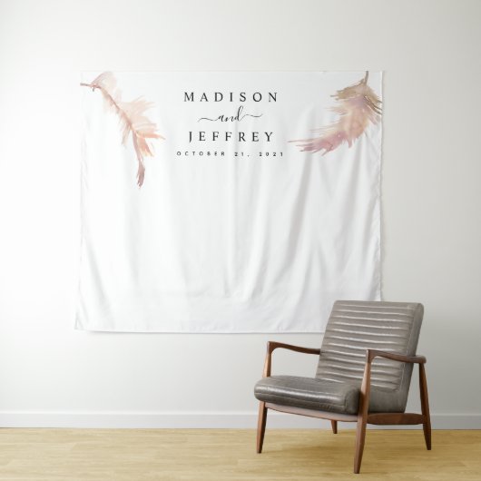 Minimalistische Hochzeitskulisse für Pampas Wandteppich (Beispiel (Horizontal))