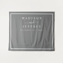 Minimalistische Hochzeitskulisse in Grau und Weiß