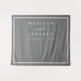 Minimalistische Hochzeitskulisse in Grau und Weiß Wandteppich