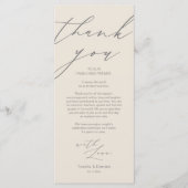 Minimalistische Hochzeitsplatteinstellung Dankesch Programm (Vorderseite)