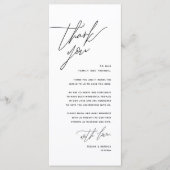 Minimalistische Hochzeitsplatteinstellung Dankesch Programm (Vorderseite)