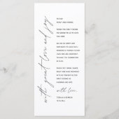 Minimalistische Hochzeitsplatteinstellung Dankesch Programm (Vorderseite)