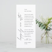 Minimalistische Hochzeitsplatteinstellung Dankesch Programm (Stehend Vorderseite)