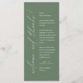 Minimalistische Hochzeitsplatteinstellung Dankesch Programm (Vorderseite)