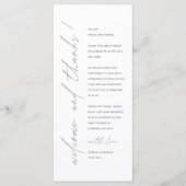 Minimalistische Hochzeitsplatteinstellung Dankesch Programm (Vorderseite)