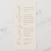 Minimalistische Hochzeitsplatteinstellung Dankesch Programm (Vorderseite)