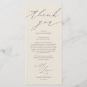 Minimalistische Hochzeitsplatteinstellung Dankesch Programm (Vorderseite)