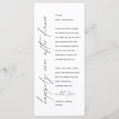 Minimalistische Hochzeitsplatteinstellung Dankesch Programm (Vorderseite)