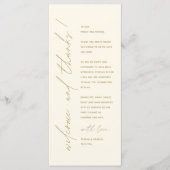 Minimalistische Hochzeitsplatteinstellung Dankesch Programm (Vorderseite)