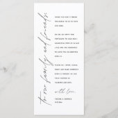 Minimalistische Hochzeitsplatteinstellung Dankesch Programm (Vorderseite)