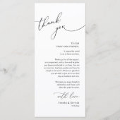 Minimalistische Hochzeitsplatteinstellung Dankesch Programm (Vorderseite)