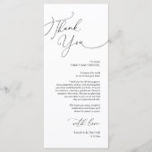 Minimalistische Hochzeitsplatteinstellung Dankesch Programm (Vorderseite)