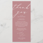 Minimalistische Hochzeitsplatteinstellung Dankesch Programm (Vorderseite)