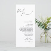 Minimalistische Hochzeitsplatteinstellung Dankesch Programm (Stehend Vorderseite)