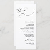 Minimalistische Hochzeitsplatteinstellung Dankesch Programm (Vorne/Hinten)