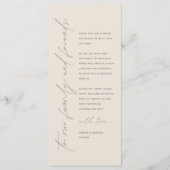 Minimalistische Hochzeitsplatteinstellung Dankesch Programm (Vorderseite)