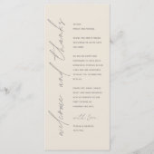 Minimalistische Hochzeitsplatteinstellung Dankesch Programm (Vorderseite)