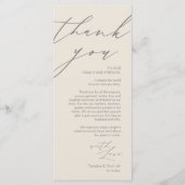 Minimalistische Hochzeitsplatteinstellung Dankesch Programm (Vorderseite)