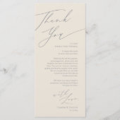 Minimalistische Hochzeitsplatteinstellung Dankesch Programm (Vorderseite)