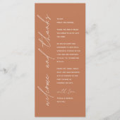 Minimalistische Hochzeitsplatteinstellung Dankesch Programm (Vorderseite)