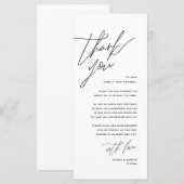 Minimalistische Hochzeitsplatteinstellung Dankesch Programm (Vorne/Hinten)