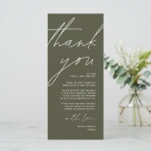 Minimalistische Hochzeitsplatteinstellung Dankesch Programm (Stehend Vorderseite)