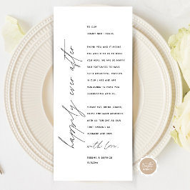 Minimalistische Hochzeitsplatteinstellung Dankesch Programm