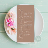 Minimalistische Hochzeitsplatteinstellung Dankesch Programm