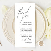 Minimalistische Hochzeitsplatteinstellung Dankesch Programm