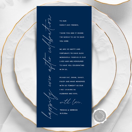 Minimalistische Hochzeitsplatteinstellung Dankesch Programm