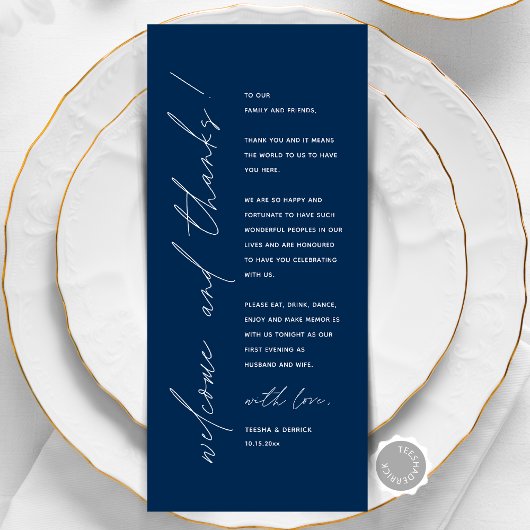 Minimalistische Hochzeitsplatteinstellung Dankesch Programm