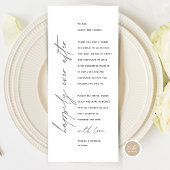 Minimalistische Hochzeitsplatteinstellung Dankesch Programm