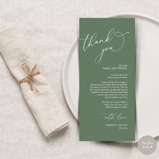 Minimalistische Hochzeitsplatteinstellung Dankesch Programm