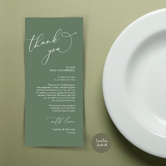 Minimalistische Hochzeitsplatteinstellung Dankesch Programm