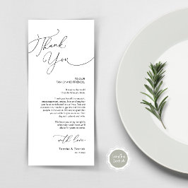 Minimalistische Hochzeitsplatteinstellung Dankesch Programm