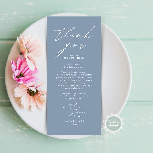 Minimalistische Hochzeitsplatteinstellung Dankesch Programm