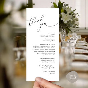 Minimalistische Hochzeitsplatteinstellung Dankesch Programm