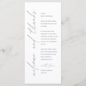 Minimalistische Hochzeitsplatteinstellung Dankesch Programm (Vorderseite)
